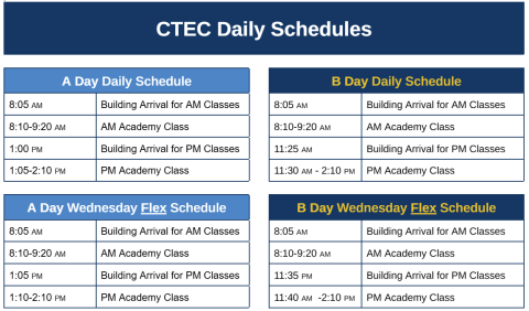 Daily bell schedule for CTEC